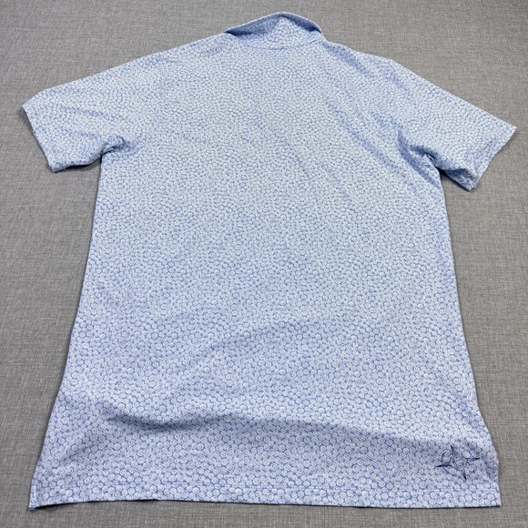 B. Draddy Sport Polo Shirt Mens Medium Blue Geometric Nylon Spandex Collared - Picture 11 of 13